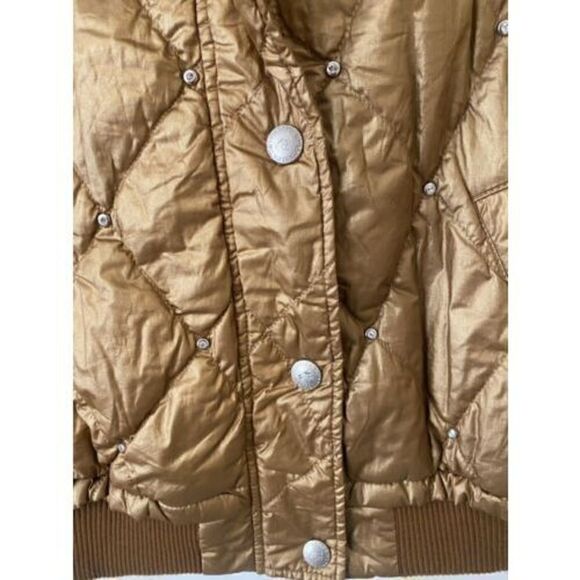 Barti Italy Bronze Quilted Vest W/ Rhinestones Size 40 US SIze M - Picture 5 of 12
